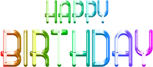 Colorful Neon Happy Birthday Text PNG Image