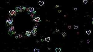 Colorful Neon Hearts Background PNG image with transparent background