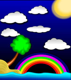 Colorful Nighttime Rainbow PNG image with transparent background