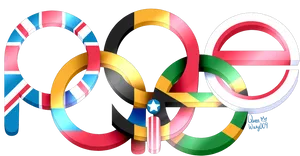 Colorful Olympic Rings Artwork PNG Image