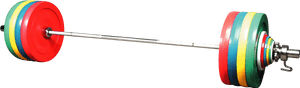Colorful Olympic Weightlifting Barbell PNG image with transparent background