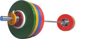 Colorful Olympic Weightlifting Barbell PNG image with transparent background