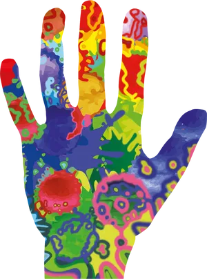 Colorful Painted Hand Clipart PNG Image