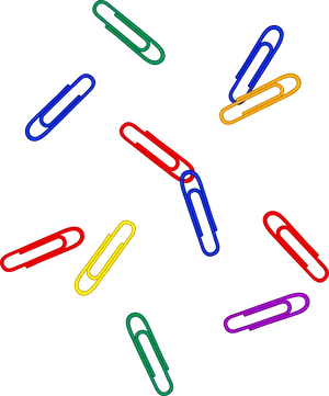 Colorful Paperclips Scattered Background PNG Image