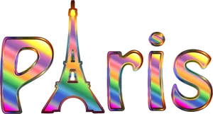 Colorful Paris Graphicwith Eiffel Tower PNG Image