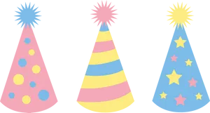 Colorful Party Hats Vector Illustration PNG Image