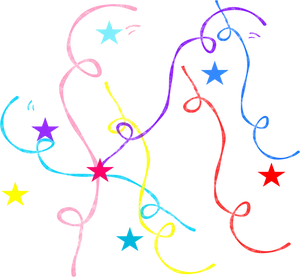 Colorful Party Streamersand Stars PNG Image