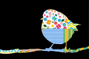 Colorful Patterned Bird Silhouette PNG image with transparent background
