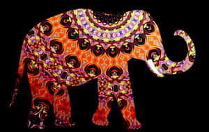 Colorful Patterned Elephant Artwork PNG image with transparent background