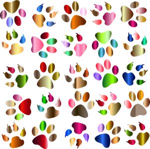 Colorful Paw Prints Pattern PNG Image