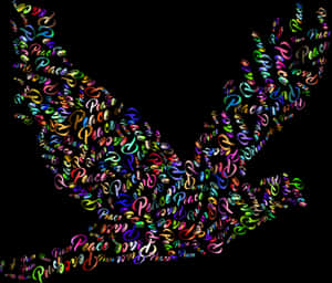 Colorful Peace Dove Word Art PNG image with transparent background