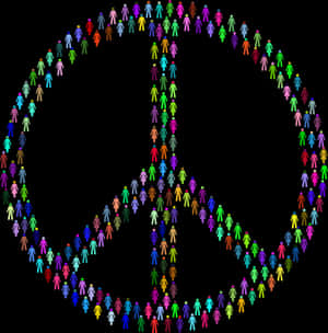 Colorful Peace Sign Human Figures PNG image with transparent background