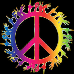 Colorful Peace Signwith Love Hands PNG image with transparent background