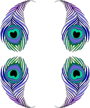 Colorful Peacock Feathers Artwork PNG Image