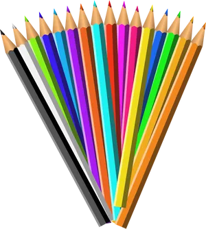 Colorful Pencil Fan Clipart PNG Image