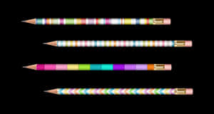 Colorful Pencils Black Background PNG