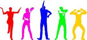 Colorful People Silhouettes Standing PNG Image