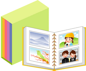 Colorful Photo Albumand Box PNG with transparent background