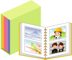 Colorful Photo Albumand Box PNG Image