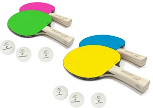 Colorful Ping Pong Paddles Set PNG Image