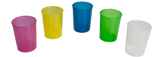 Colorful Plastic Cups Array PNG Image