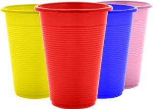 Colorful Plastic Cups Array PNG Image