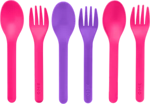 Colorful Plastic Cutlery Set PNG Image