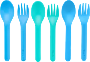 Colorful Plastic Forksand Spoons PNG Image