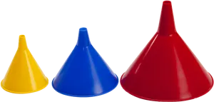 Colorful Plastic Funnels Set PNG Image