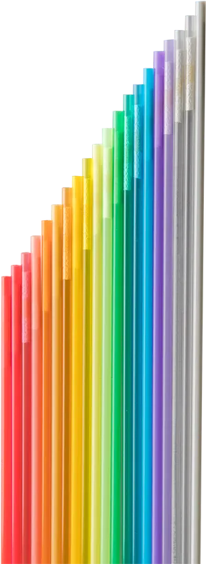 Colorful Plastic Straws Array PNG Image