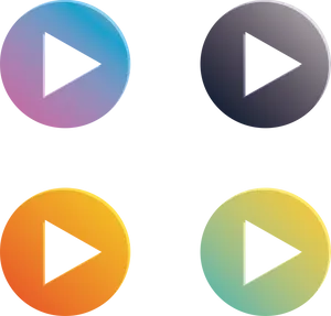 Colorful Play Buttons Set PNG Image