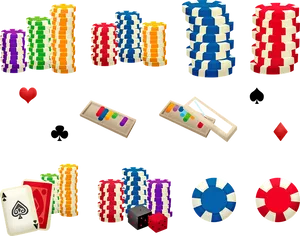 Colorful Poker Chipsand Accessories PNG Image