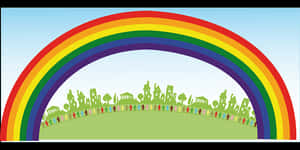 Colorful Rainbowand Silhouette Cityscape PNG image with transparent background