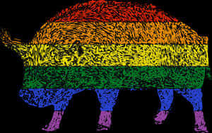 Colorful Rhino Silhouette Rainbow Background PNG with transparent background