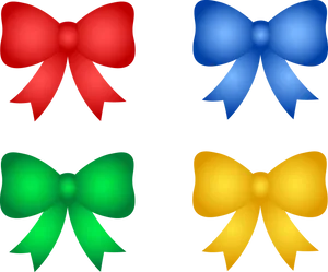 Colorful Ribbon Bows Set PNG Image