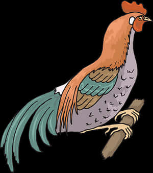 Colorful Rooster Illustration PNG with transparent background