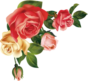 Colorful Rose Vector Illustration PNG Image