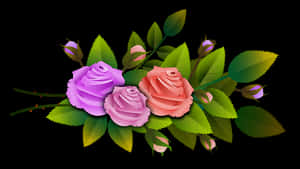 Colorful Roses Black Background PNG image with transparent background