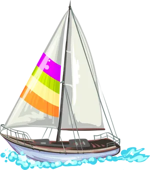 Colorful Sailboat Illustration PNG Image