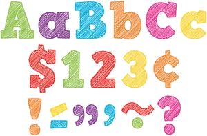 Colorful Scribbled Alphabetand Numbers PNG Image