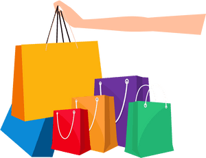 Colorful Shopping Bags Graphic PNG image with transparent background