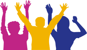 Colorful Silhouettes Cheering Crowd PNG image with transparent background
