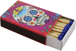 Colorful Skull Matchbox Design PNG Image