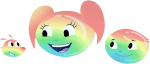 Colorful Smiling Cartoon Faces PNG Image