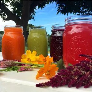 Colorful Smoothies Outdoor Setting PNG Image