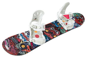 Colorful Snowboardwith Bindings PNG image with transparent background