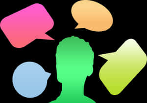Colorful Speech Bubblesand Silhouette PNG image with transparent background
