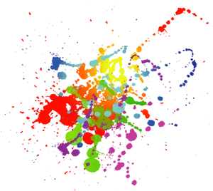 Colorful_ Splatter_on_ Black_ Background PNG Image