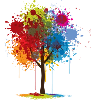 Colorful Splatter Tree Graphic PNG Image