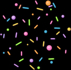Colorful Sprinkleson Black Background PNG image with transparent background